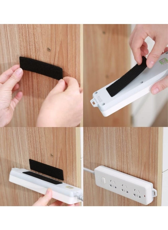 2.5×10cm Hook and Loop Strips With Adhesive - 32 pcs, Double-Sided Strong Back Adhesive Fastener for Home or Office Use - Instead of Holes and Screws (Black) - Image 4