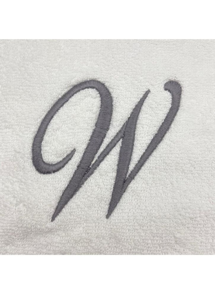 BYFT Embroidered For You (White) Luxury Monogrammed Bath Towel (70 x 140 Cm -Set of 1) 100% Cotton, Highly Absorbent and Quick dry Bath Linen -600 Gsm (Silver Letter W) - Image 3
