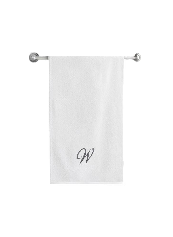 BYFT Embroidered For You (White) Luxury Monogrammed Bath Towel (70 x 140 Cm -Set of 1) 100% Cotton, Highly Absorbent and Quick dry Bath Linen -600 Gsm (Silver Letter W) - Image 2