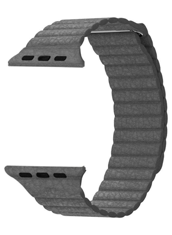 CATANES 49mm 46mm 45mm 44mm Leather Loop Band for Apple Watch Magnetic Watch Strap Wristband - Grey - Image 1