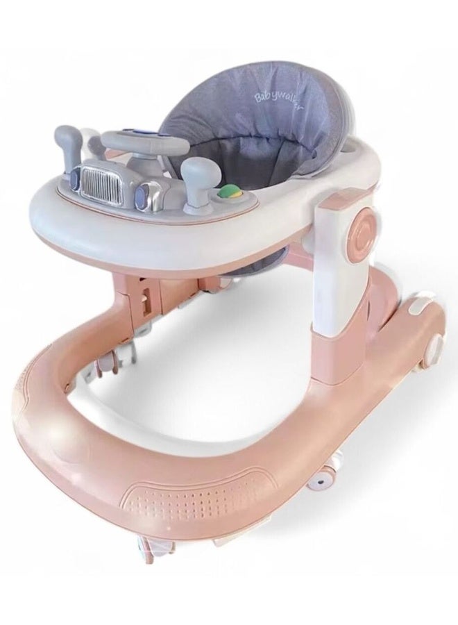 Baby walker with soft padded seat, foldable