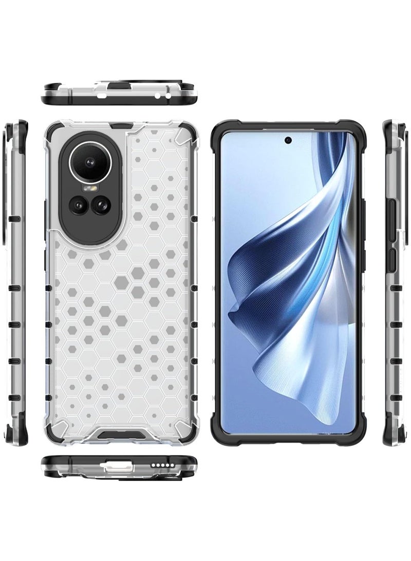 Case Cover Honeycomb Case Shockproof Camera Protection Cover Compatible with Oppo Reno 10 / Reno 10 Pro (White Clear) - Image 2