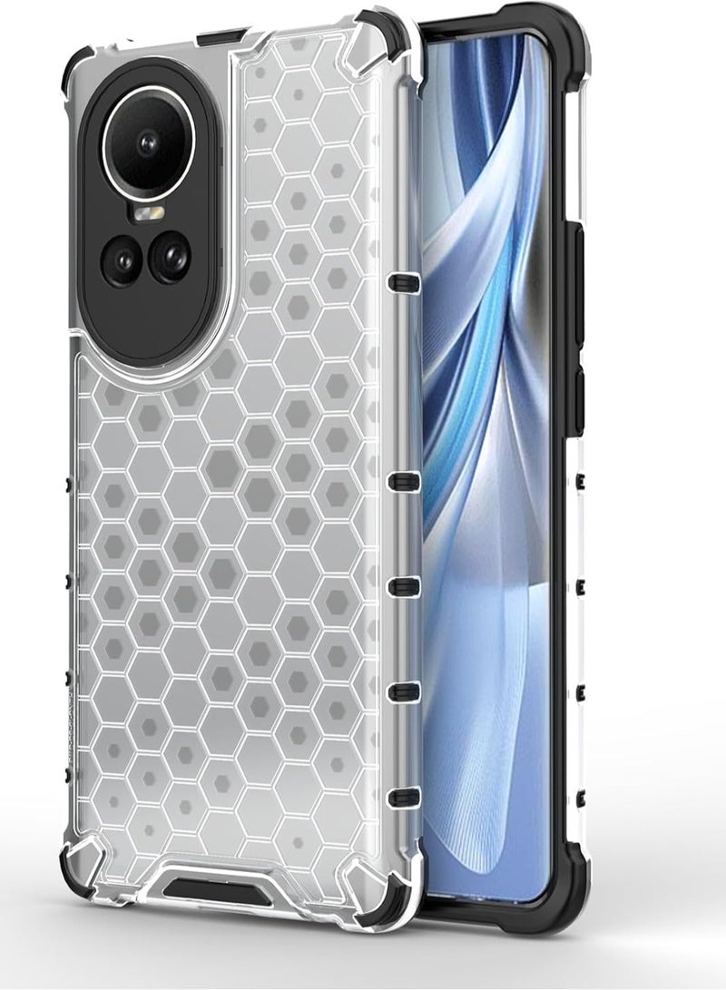 Case Cover Honeycomb Case Shockproof Camera Protection Cover Compatible with Oppo Reno 10 / Reno 10 Pro (White Clear) - Image 1