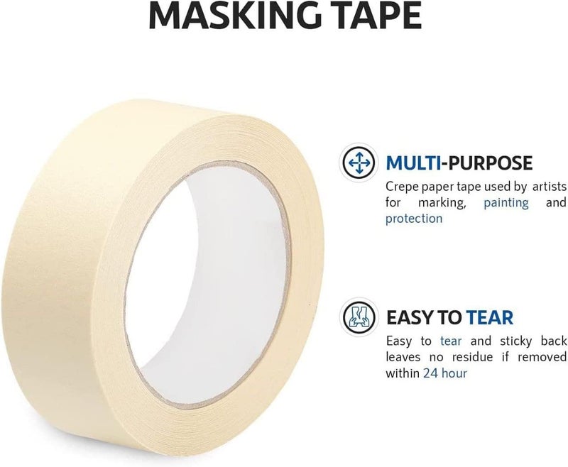 MARKQ Masking Tape 2 Inch X 20 Yards Strong Adhesive Tape For Painting, Decorating, Diy Home, Office, School Stationery, Arts, Diy Crafts Etc [1 Roll] - Image 3