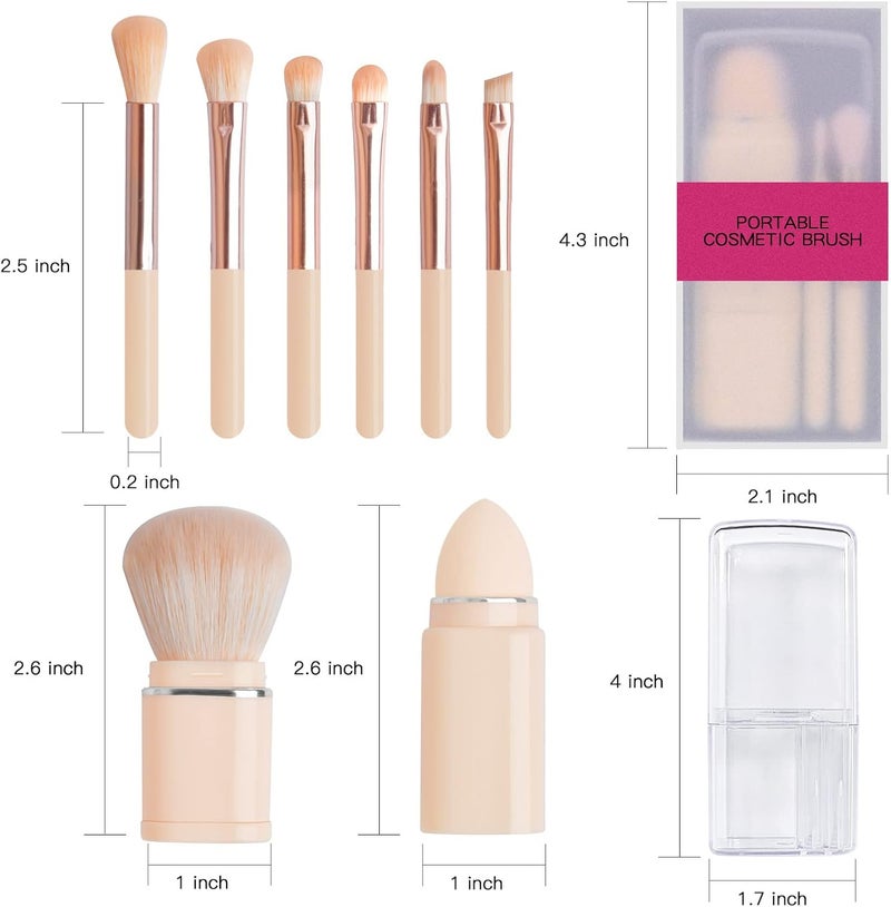 8-In-1 Portable Makeup Brush, Loose Powder Brush Eyeshadow Brush Multifunctional Beauty Tool - Image 3