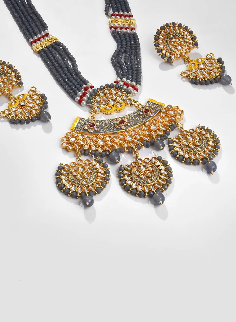 SOHI Grey Stone Artificial Jewellery Set