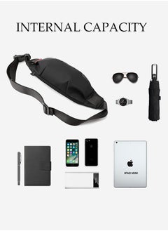 DUNISO Black Waist Pack for Men and Women Fashionable Crossbody Bag Waist Bag Belt Bag with Adjustable Strap Waterproof Anti-theft Chest Bag for Travel Hiking Running Outdoors  - Image 5