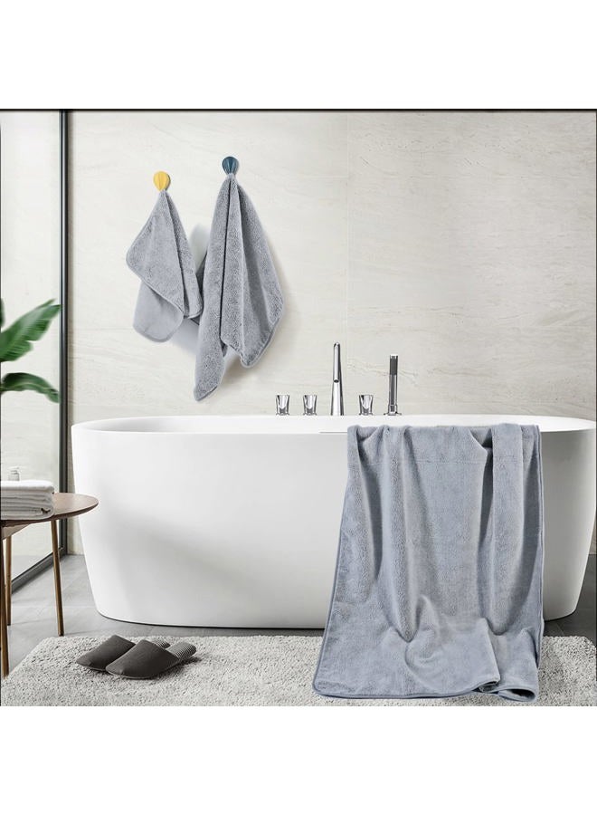 Polyte Oversize, 60 x 30 in., Quick Dry Lint Free Microfiber Bath Towel Set, 6 Piece (Gray) - Image 3