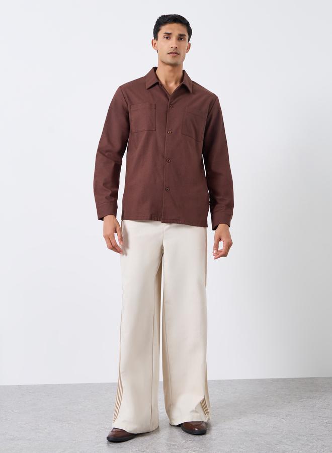 Styli Men Cream Linen Wide Leg Trousers - Image 2