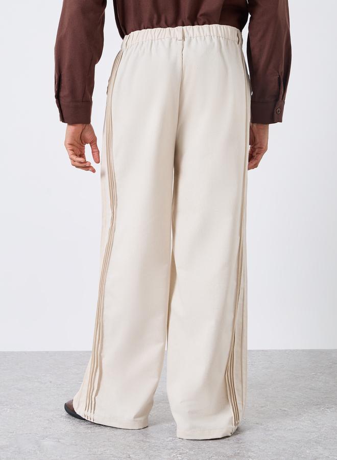 Styli Men Cream Linen Wide Leg Trousers - Image 4