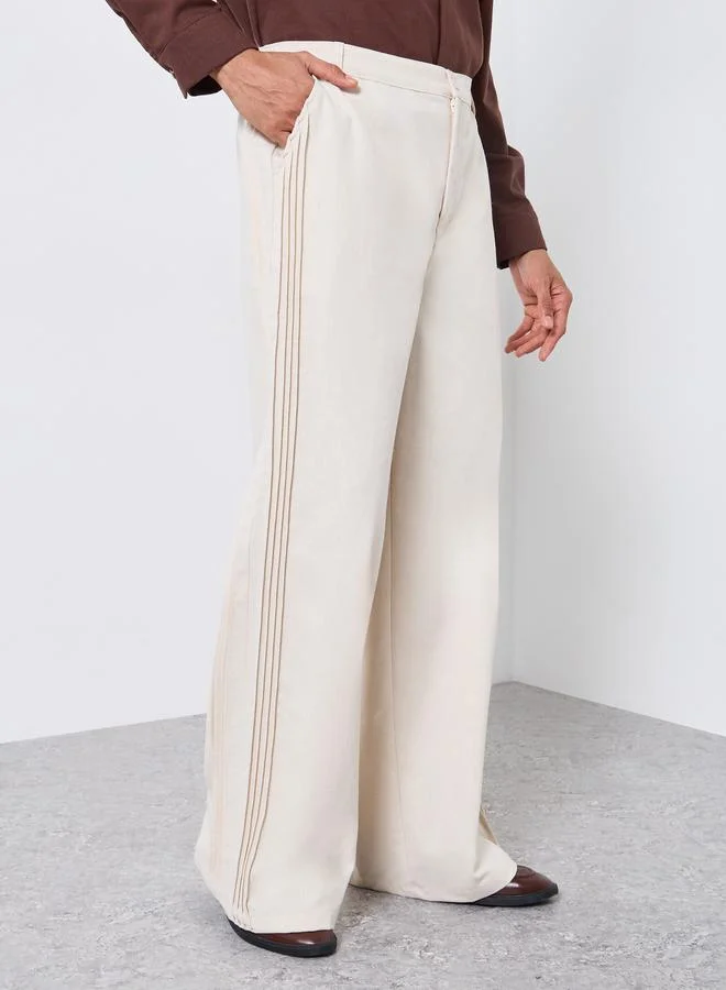 ستايلي بنطال كتان بأرجل واسعة