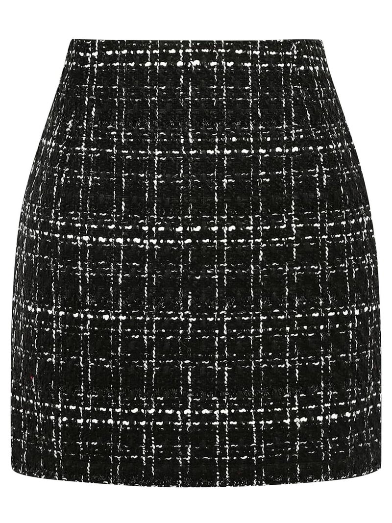 onlypuff Plaid Skirts for Women High Waisted Mini Skirts Ladies Fall Fashion Outfits Bodycon Above The Knee Dress BlackGrid M - Image 1