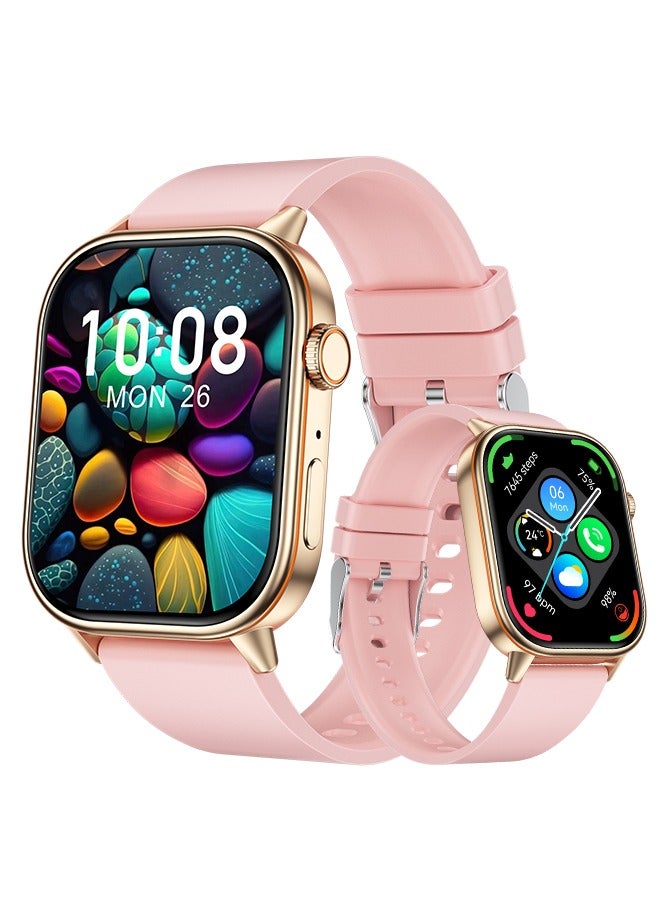 RollsTimi  Women's Smartwatch, 2.01-Inch HD Full Screen, IP68 Waterproof Fitness Watch, Bluetooth Call (Answer/Make), Heart Rate/Sleep Monitor, GPS Sports Trackers, QX17 Tape Pink - Image 1