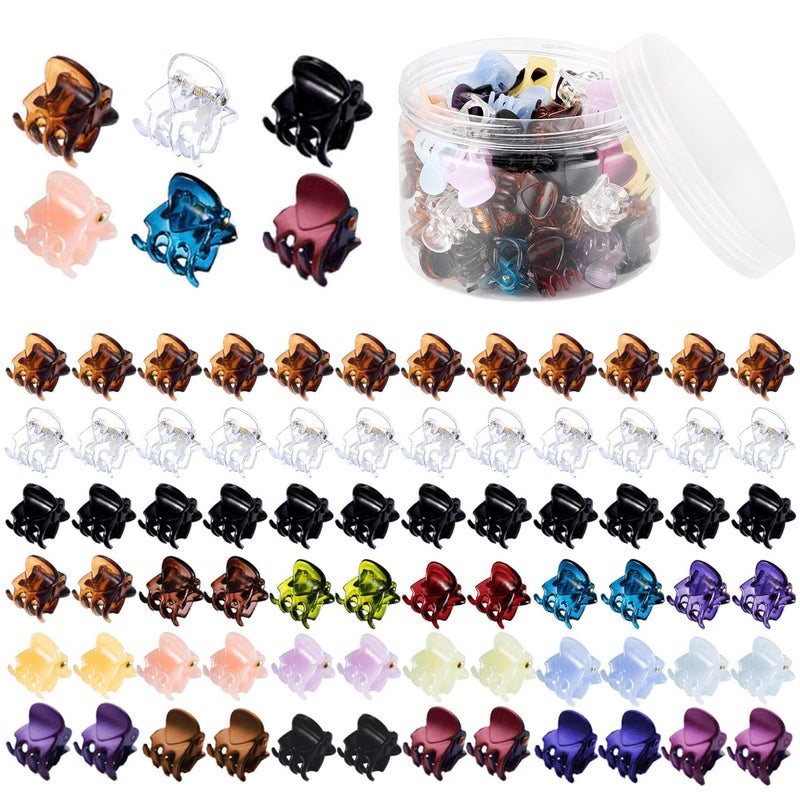 Funtopia Mini Hair Claw Clips for Girls and Women, 72 Pcs Small Hair Clips Pins Clamps Non Slip Tiny Plastic Jaw Clips (Assorted Colors) - Image 1