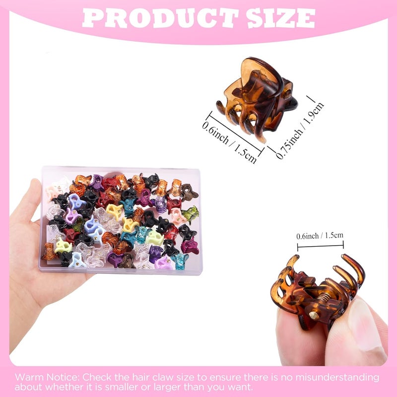 Funtopia Mini Hair Claw Clips for Girls and Women, 72 Pcs Small Hair Clips Pins Clamps Non Slip Tiny Plastic Jaw Clips (Assorted Colors) - Image 3