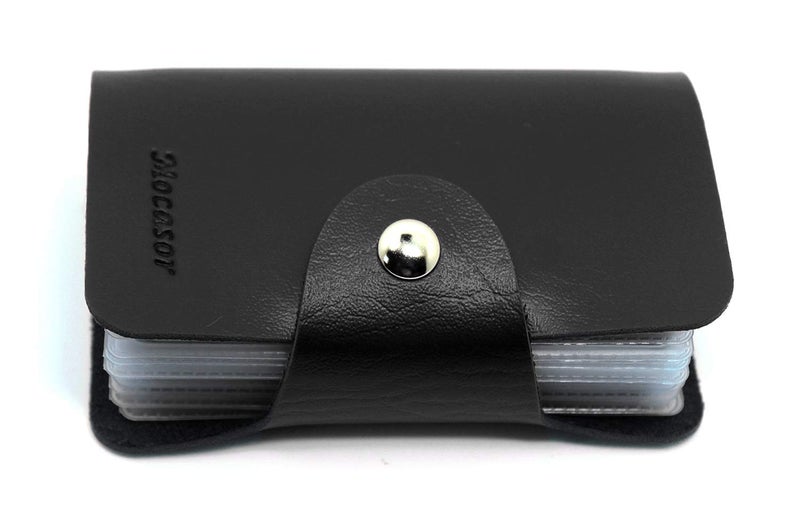 Mocasor Soft Leather Credit Card Holder for Men & Women Bank Card Case with 24 Durable Plastic Insert Slots Slim Pocket Wallet ID Card Organiser Business Card Case Purse (Black) - Image 5