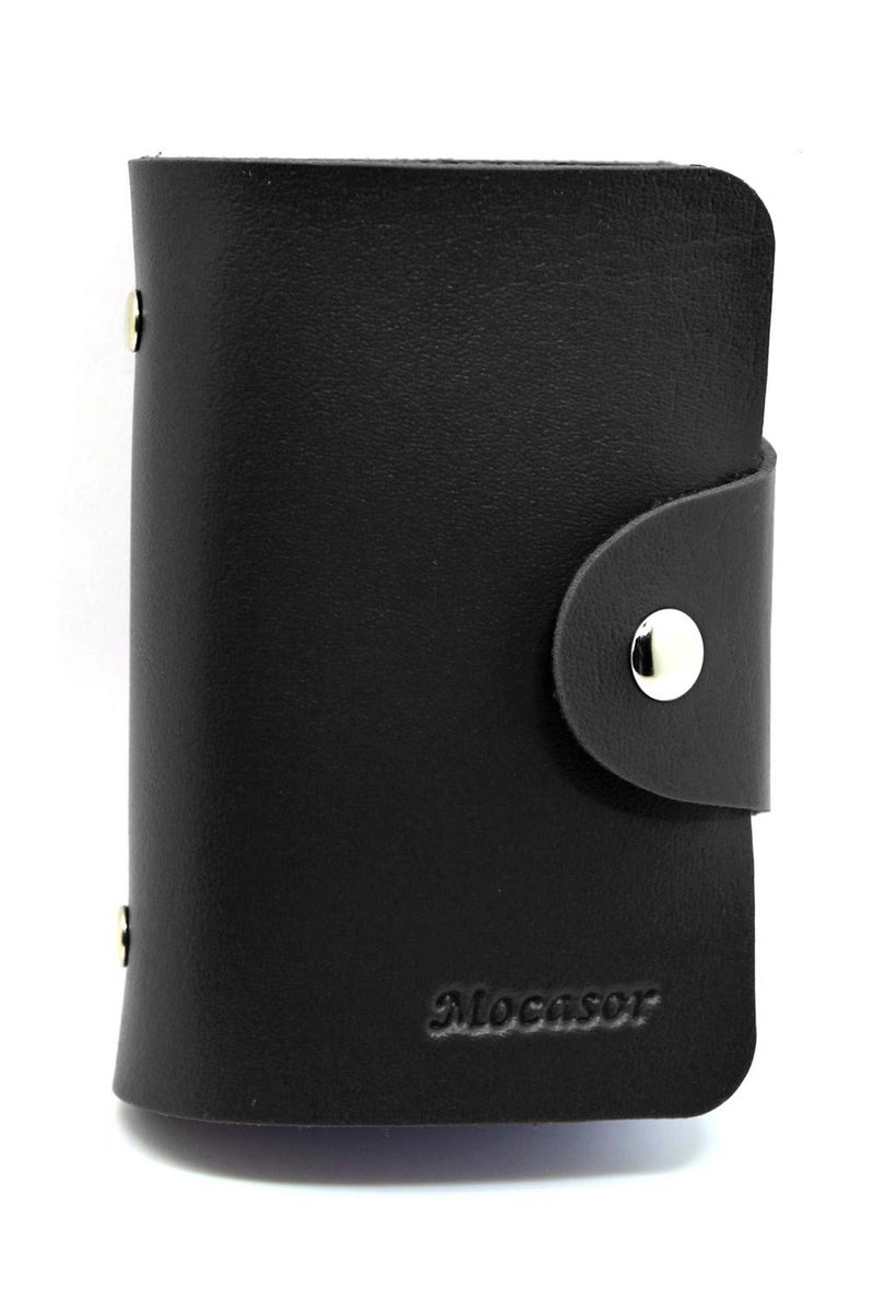 Mocasor Soft Leather Credit Card Holder for Men & Women Bank Card Case with 24 Durable Plastic Insert Slots Slim Pocket Wallet ID Card Organiser Business Card Case Purse (Black) - Image 2