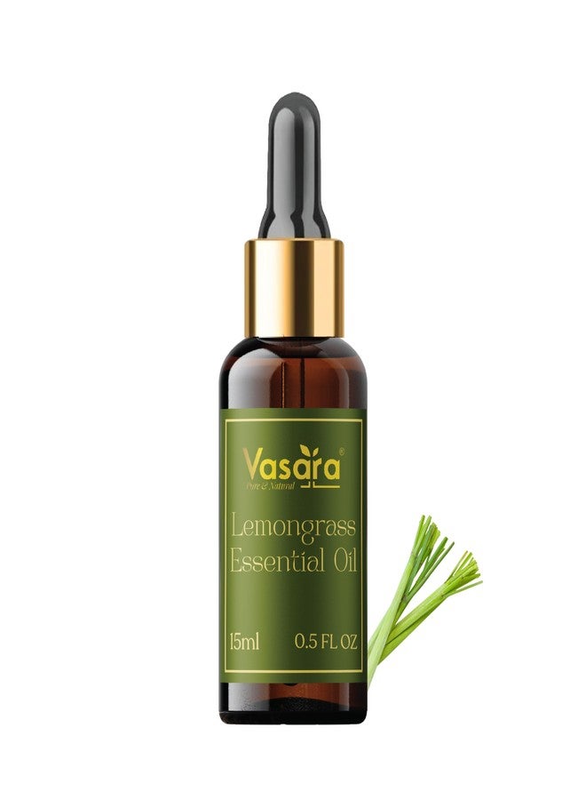 Vasara Lemongrass Essential Oil 15ml | Steam Distilled | 100% Pure & Natural | Therapeutic Grade | Best for Aromatherapy & Meditation | For Home Diffuser, Skin & Hair Care - Image 1