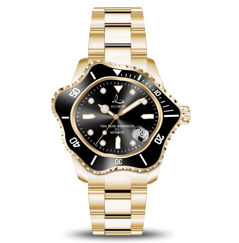 ILLIMITE Asymmetrical Automatic Watch for Men SelfWinding Mechanical Watches Japanese Miyota 8215 Movement Luminous Waterproof Stainless Steel Wrist Watches Tidal Basin