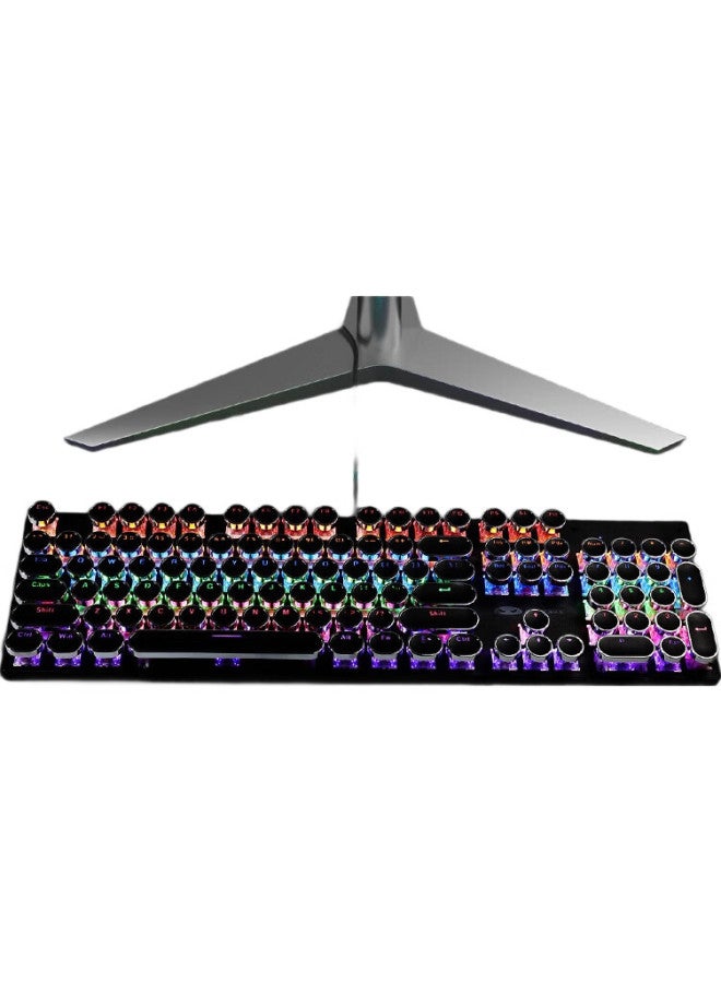 Magegee Mechanical Storm Gaming Keyboard And Mouse Set, Punk Round Keycaps Office Aesthetic Keyboard And Mouse Combo, 104-Key Backlit Wired Keyboard And Mouse, Black With Red Switches - Image 3
