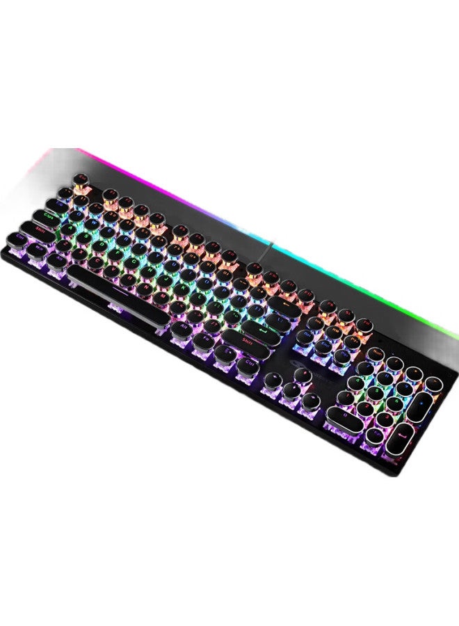 Magegee Mechanical Storm Gaming Keyboard And Mouse Set, Punk Round Keycaps Office Aesthetic Keyboard And Mouse Combo, 104-Key Backlit Wired Keyboard And Mouse, Black With Red Switches - Image 1