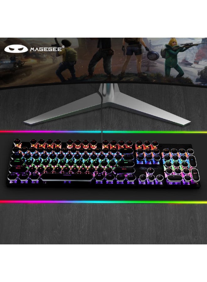 Magegee Mechanical Storm Gaming Keyboard And Mouse Set, Punk Round Keycaps Office Aesthetic Keyboard And Mouse Combo, 104-key Backlit Wired Keyboard And Mouse, Black With Red Switches - Image 2