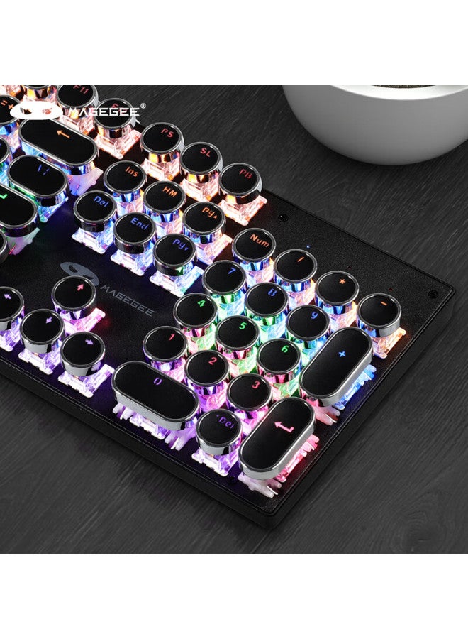 Magegee Mechanical Storm Gaming Keyboard And Mouse Set, Punk Round Keycaps Office Aesthetic Keyboard And Mouse Combo, 104-key Backlit Wired Keyboard And Mouse, Black With Red Switches - Image 5