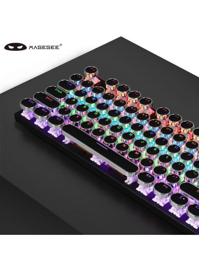Magegee Mechanical Storm Gaming Keyboard And Mouse Set, Punk Round Keycaps Office Aesthetic Keyboard And Mouse Combo, 104-key Backlit Wired Keyboard And Mouse, Black With Red Switches - Image 3