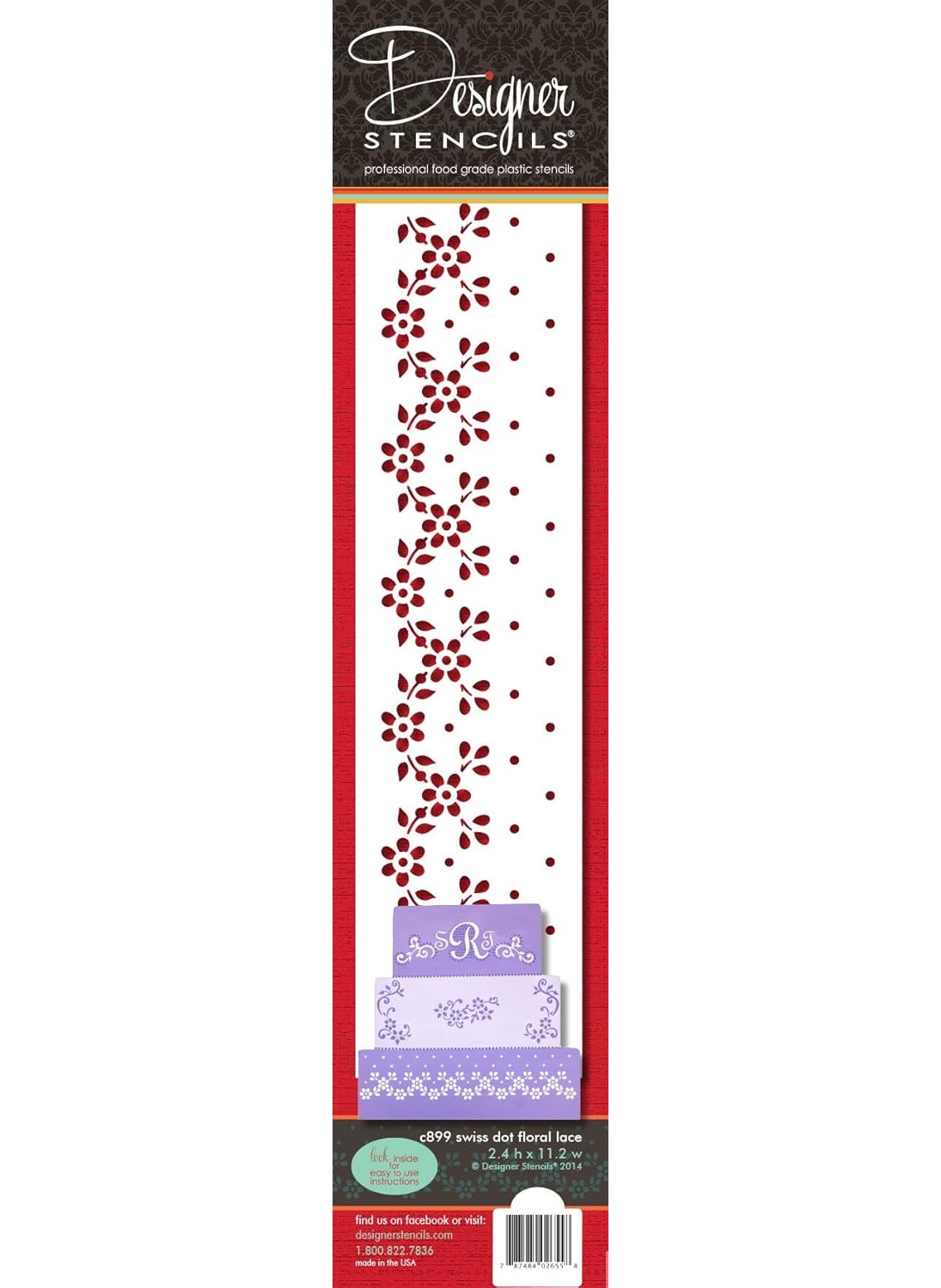 Designer Stencils - Swiss Dot Floral Lace Cake Side Stencil by Designer Stencils - Image 1