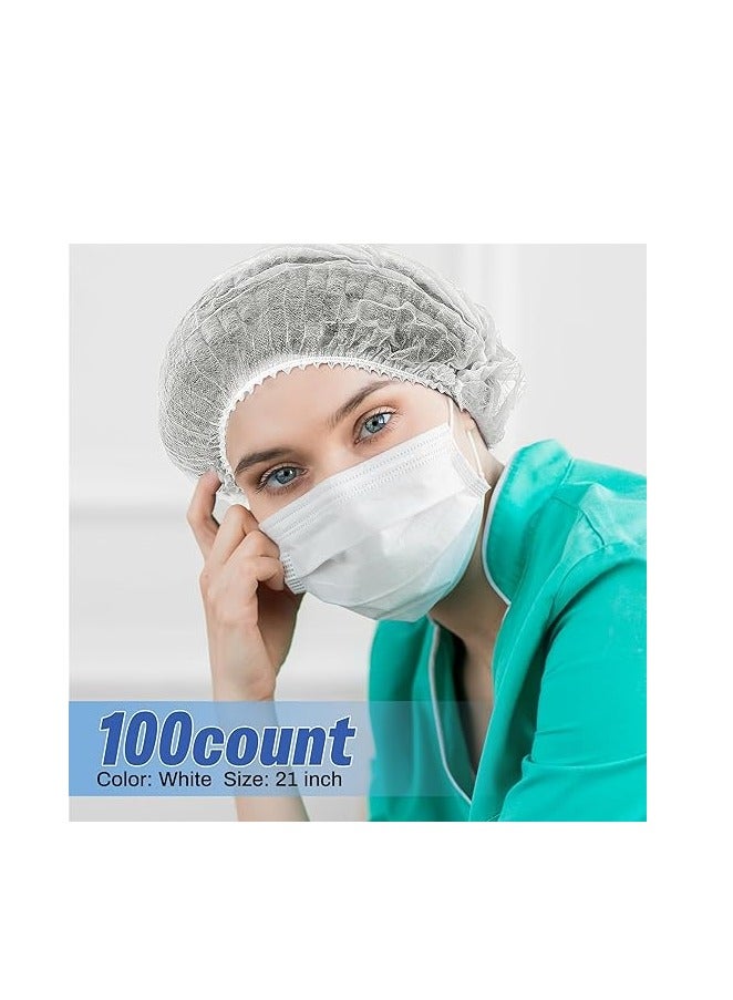 Vaultex Disposable Hair Hat Net Cap Non-Woven Head Cover Hat For Food Catering Kitchen And Restaurants (100, White) - Image 3