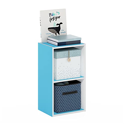 Furinno Furinno Luder Bookcase  Book  Storage 2Tier Cube Light BlueWhite