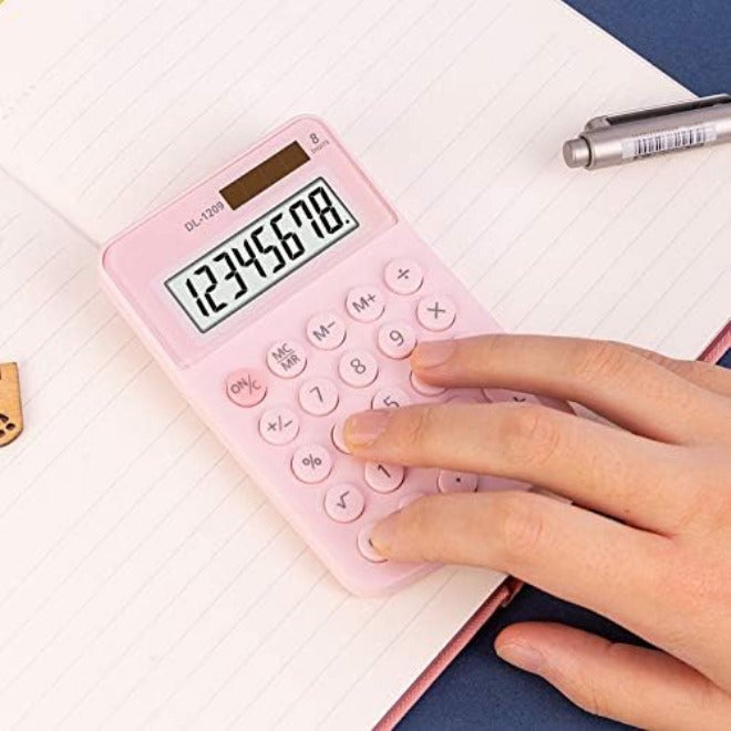 آلة حاسبة شمسية ملونة للطلاب، آلات حاسبة لطيفة محمولة وسهلة الحمل، لوازم مكتبية ومدرسية (د) - Image 2