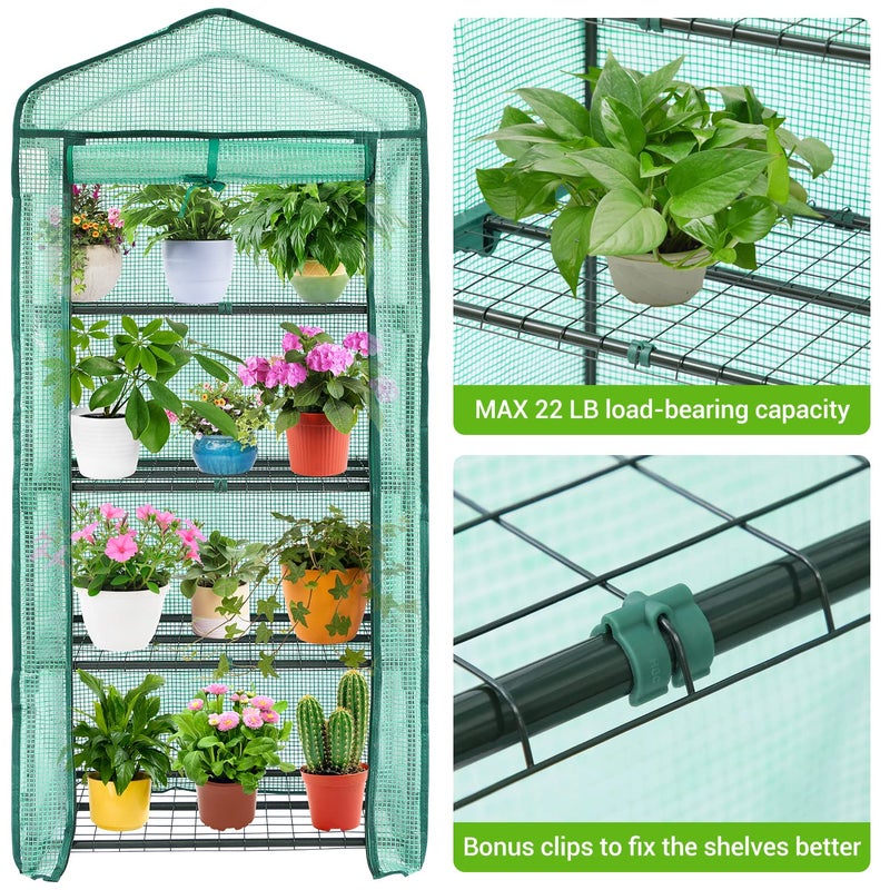 Ohuhu Mini Greenhouse for Indoor Outdoor, Small Plastic Plant Green House 4-Tier Rack Stand Portable Greenhouses with Durable PE Cover for Seedling, 2.5x1.6x5.2 FT, Ideal Gardening Gifts for Women Men - Image 2