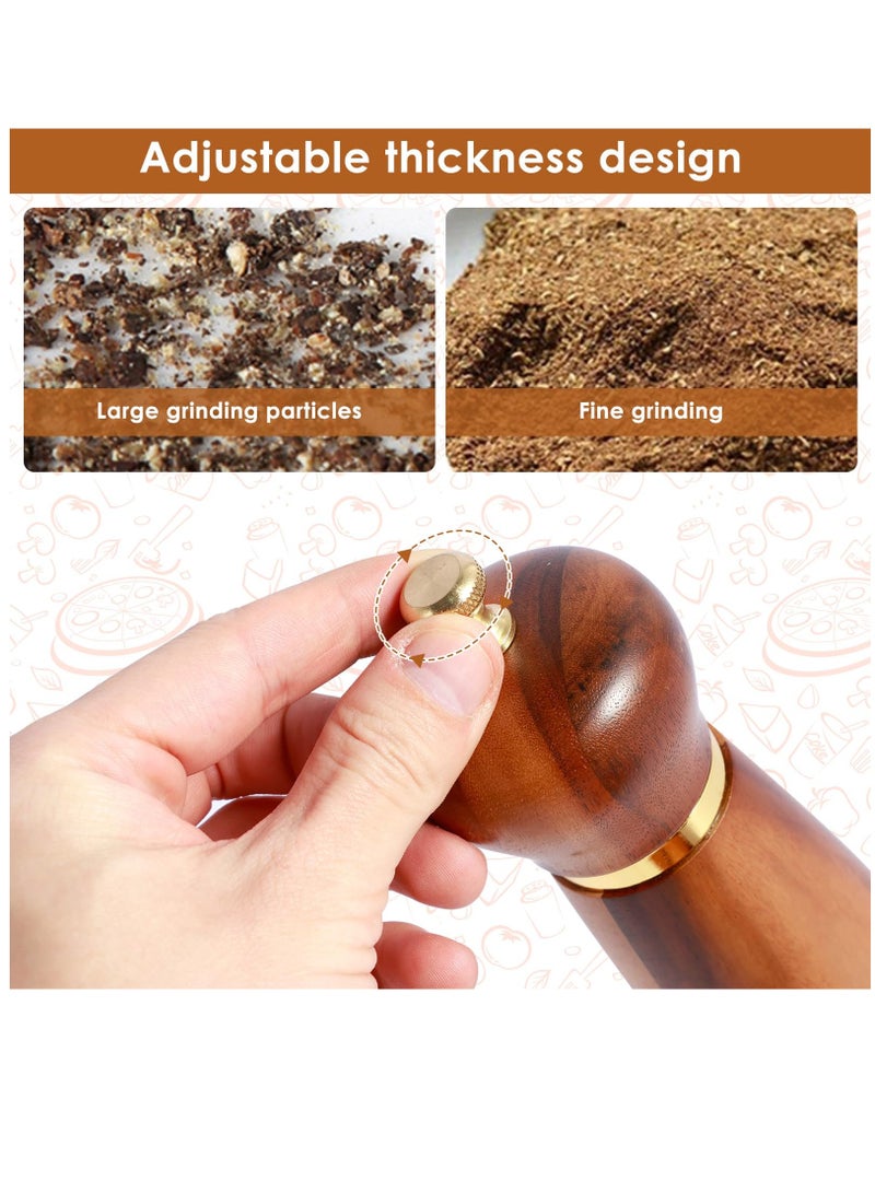 Excefore Wood Salt and Pepper Grinder Set with Base Coarseness Adjustable Salt Pepper Mill Grinder Manual Salt and Pepper Shakers with Ceramic Core Practical Mill Grinder Set Pepper Mill for Home Kitchen - Image 3