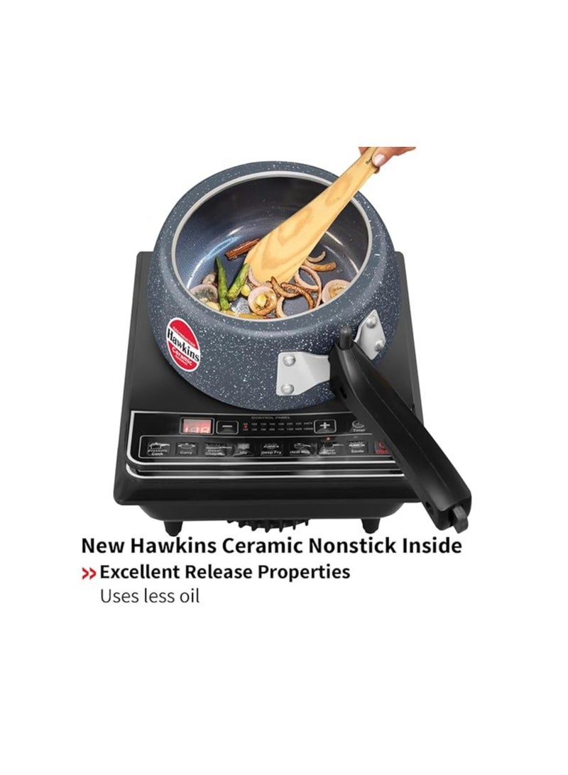 Hawkins Hawkins 1.5 Litre Ceramic Nonstick Pressure Cooker, Induction Inner Lid Baby Cooker, Granite Contura shaped Cooker, Best Cooker, Blue (ICC15)  - Image 4