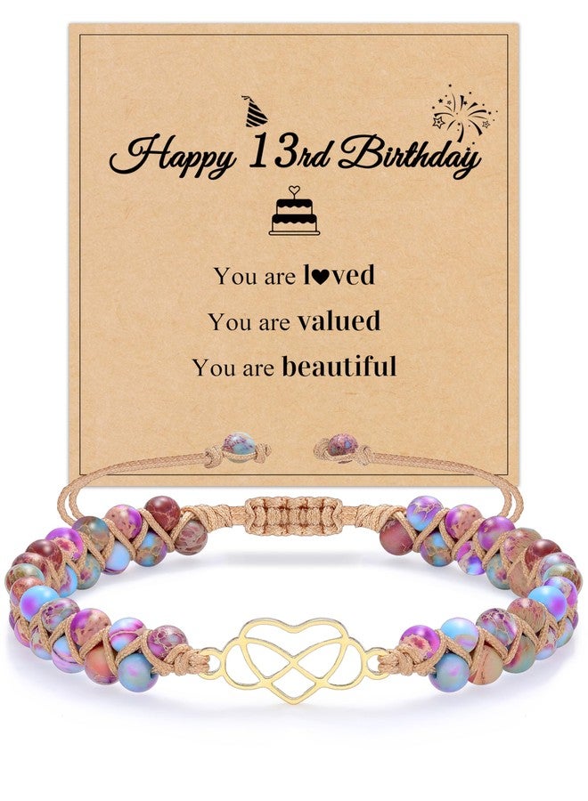 Sistble Gifts for 13 Year Old Teen Girl, 13 Year Old Girl Gifts 13th Birthday Gifts Braided Jasper Beaded Bracelets To My Granddaughter Bracelet Birthday Decorations Handmade Rope Jewelry - Image 1