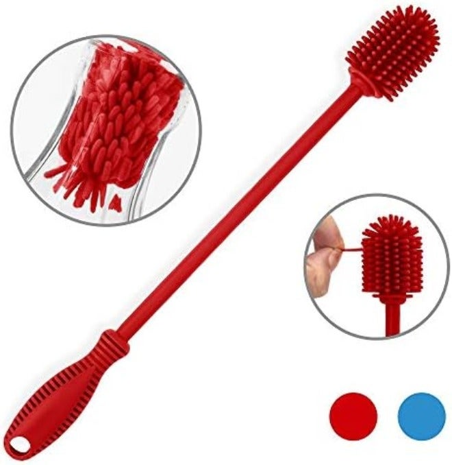 ddLUCK Silicone Bottle Cleaning Brush with Long Handle, 12.5" Water Bottle Cleaner for Baby Bottles, Hydro Flask, Sports Bottle, Vase, Glassware, Perfect for Smaller Diameter Bottle Openings (One Pack) - Image 4