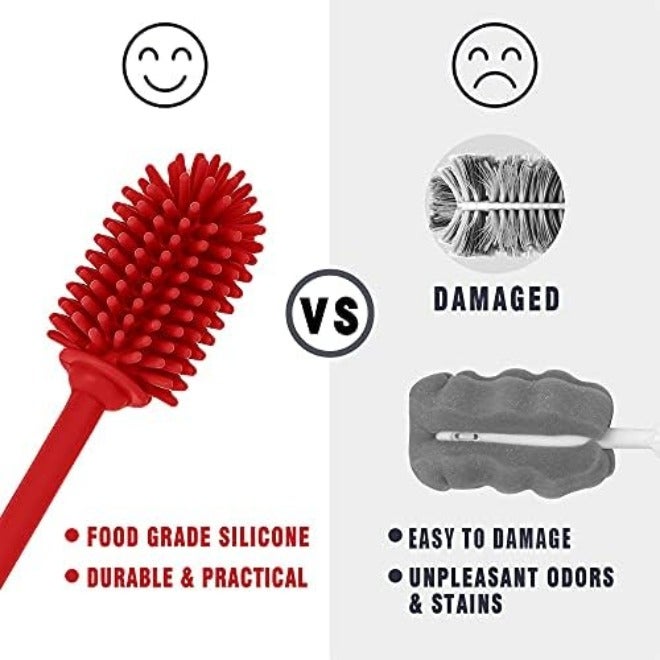 ddLUCK Silicone Bottle Cleaning Brush with Long Handle, 12.5" Water Bottle Cleaner for Baby Bottles, Hydro Flask, Sports Bottle, Vase, Glassware, Perfect for Smaller Diameter Bottle Openings (One Pack) - Image 5