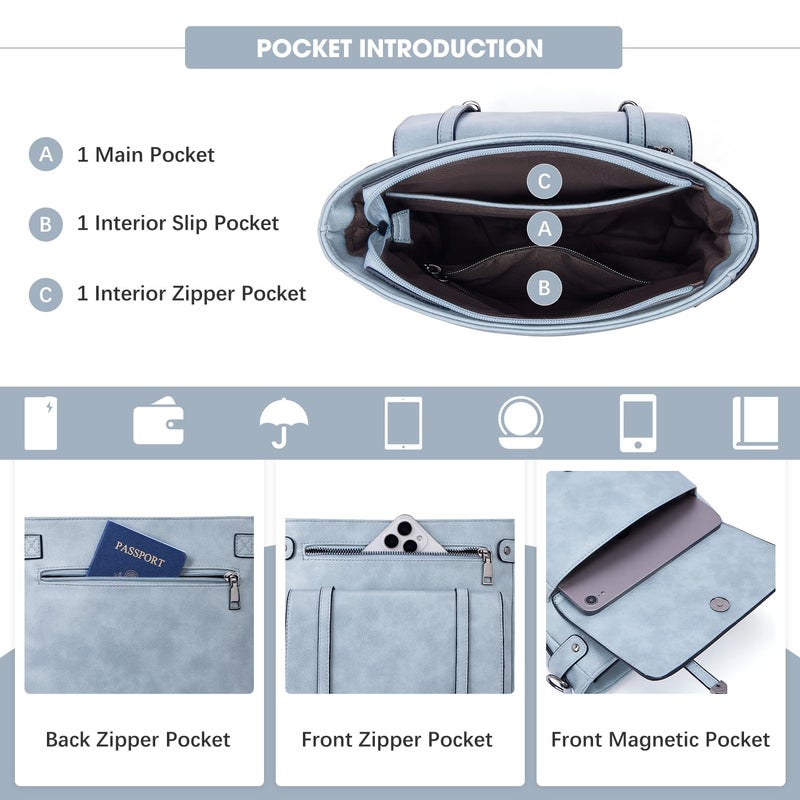 Roulens Crossbody Bags for Women,Multi Pocket Crossbody Purses Vegan Leather Shoulder Handbags Travel Purse Adjustable Strap - Image 3