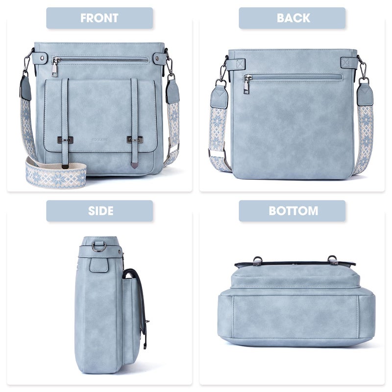 Roulens Crossbody Bags for Women,Multi Pocket Crossbody Purses Vegan Leather Shoulder Handbags Travel Purse Adjustable Strap - Image 4