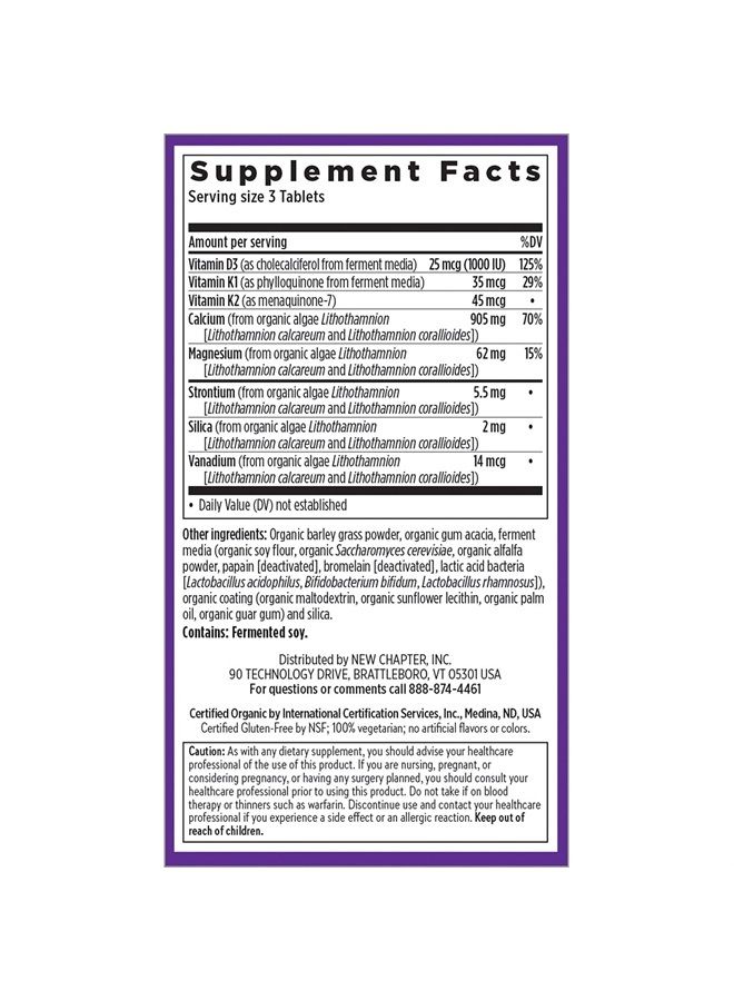New Chapter Calcium Supplement - Bone Strength Whole Food Calcium with Vitamin K2 + D3 + Magnesium, Vegetarian, Gluten Free 90 Count (1 Month Supply) - Image 3