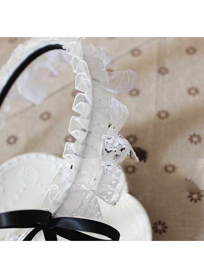 YOMORIO Women's Hair Hoop Anime Maid Cosplay Headband Lolita Lace Flower Headwear Hair Accessory White - Image 5