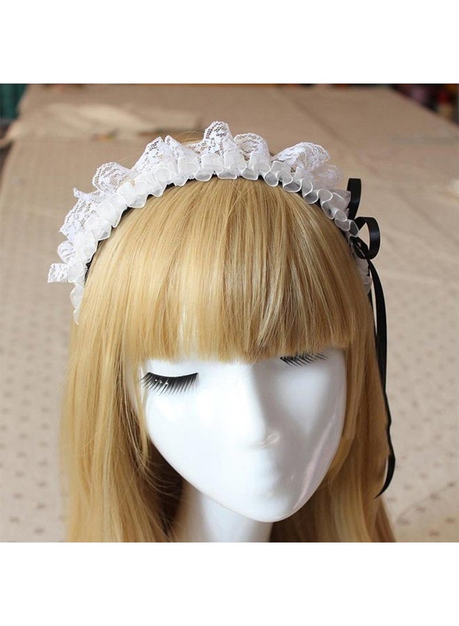 YOMORIO Women's Hair Hoop Anime Maid Cosplay Headband Lolita Lace Flower Headwear Hair Accessory White - Image 3