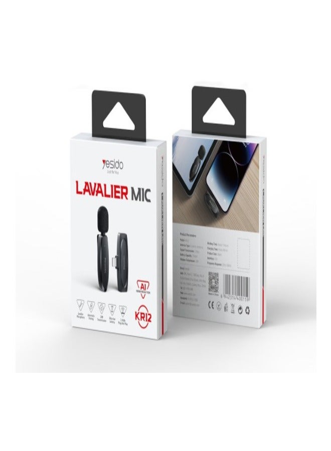 يسيدو ميكروفون لاسلكي محمول KR12 لنقل الصوت بزاوية 360 درجة ومنفذ إرسال من ip وميكروفون MEMS لاسلكي - Image 1