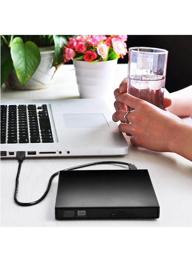 قارئ وناسخ أقراص CD/DVD خارجي – نحيف ومحمول بمنفذ USB 2.0 لأجهزة اللابتوب والكمبيوتر  - Image 2