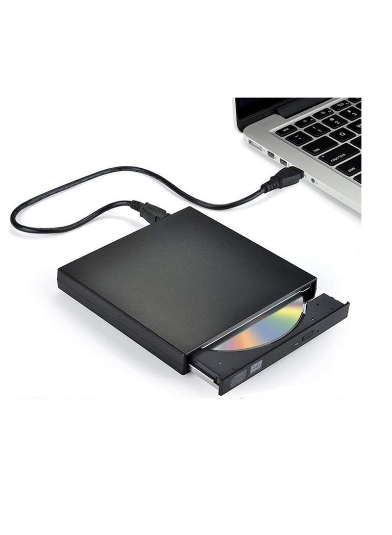 قارئ وناسخ أقراص CD/DVD خارجي – نحيف ومحمول بمنفذ USB 2.0 لأجهزة اللابتوب والكمبيوتر  - Image 1
