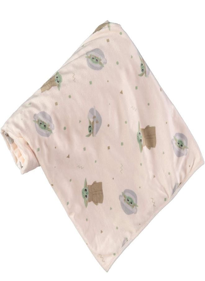 STAR WARS - STAR WARS Mandalorian Baby Unisex Plush Blanket - Baby Yoda Baby Gifts - Soft Baby Blankets (Off-White/Green, 0-12 Months) - Image 1