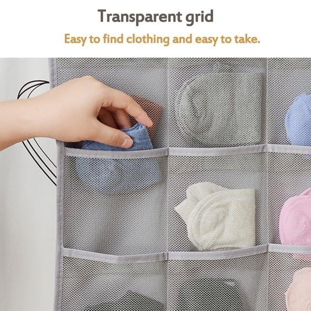 Arjun 30Grid Transparent DoubleSided Multifunctional Space Saver Closet Organizer for Socks Bras Panties and Accessories Hanging Pouch for Women Grey Pack of 2 - Image 5