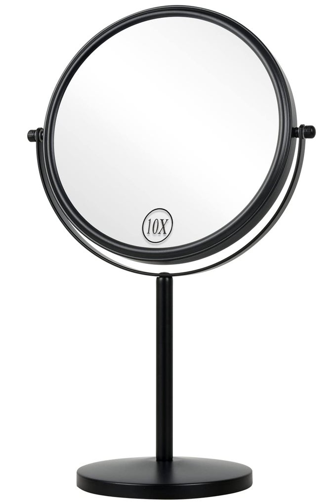 10X MAGNIFYING MAKEUP MIRROR 8 INCH TABLETOP MIRROR DOUBLE SIDED WITH MAGNIFICATION SWIVEL MAKE UP MIRROR FOR BATHROOM BLACK