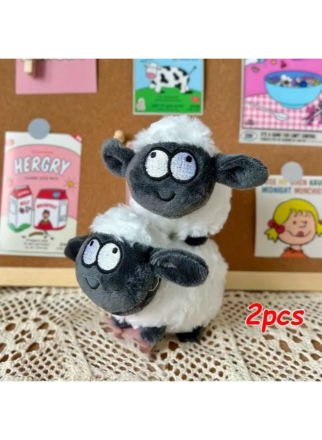 2pcs Cute Plush Lamb Keychain Soft Polyester Stuffed Animal Toy For Backpacks Cars Gifts - Image 3
